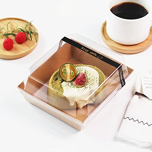 Ocmoiy Small Charcuterie Boxes with Clear Lids, To Go Paper Disposable Food Containers, 5 Inches Bakery Dessert Boxes for Sandwich, Cookie, Pastry, Cake Slice (Brown, 50ct) - Image 5