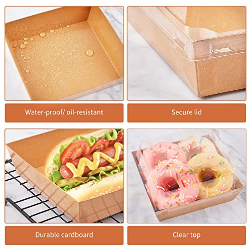 Ocmoiy Small Charcuterie Boxes with Clear Lids, To Go Paper Disposable Food Containers, 5 Inches Bakery Dessert Boxes for Sandwich, Cookie, Pastry, Cake Slice (Brown, 50ct) - Image 4