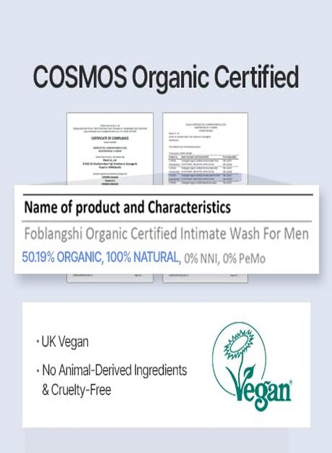 Foblangshi Premium Organic Intimate Wash for Men, 100% Natural Ingredients, pH Balanced Foaming Hygiene Wash, Gentle Daily Care with Probiotics, Reduce Odor, Sensitive Skin, Sulfate-Free, Vegan, Korea No.1 - Image 3