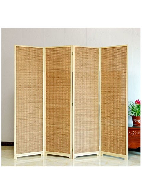 LINGWEI 195x177cm Versatile 4-Panel Bamboo Room Divider – Freestanding, Foldable Privacy Partition with Elegant Natural Design – Perfect for Home, Office, or Restaurant