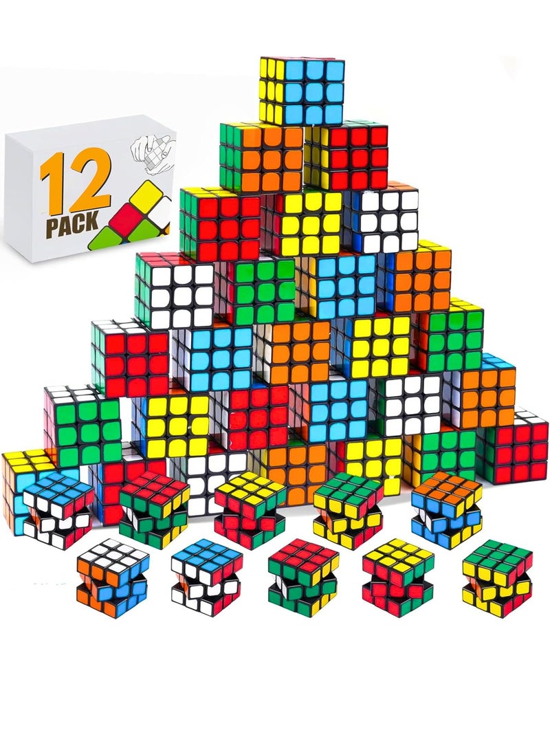ARGT 12 Pack Mini Magic Cubes – Puzzle Boxes, Stress Relief Toys, Handheld Brain Teasers, Party Favors, Kids' Birthday Gifts, Classroom Rewards, Goodie Bag Fillers, Party Supplies for Boys & Girls  - Image 1