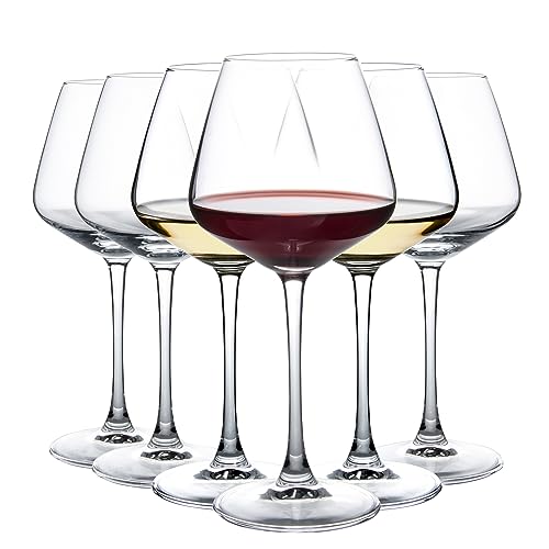UMEIED Red Wine Glasses Set 15 Oz Set of 6 Burgundy Wine Glasses Long Stemmed Crystal Clear Glass Perfect for Wine Tasting Anniversary Wedding Party and Home