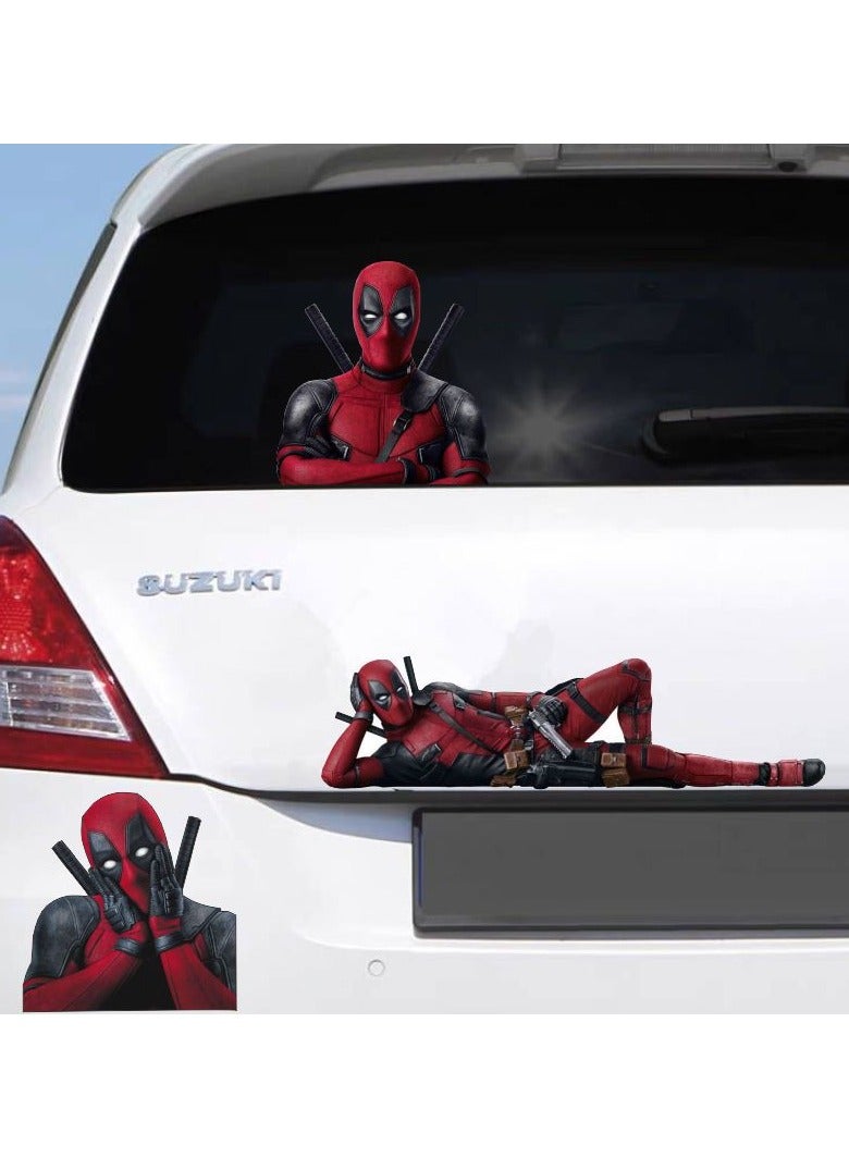 3 pieces Marvel Deadpool stickers, personalized and creative computer case and car body scratch cover car decoration stickers - Image 1
