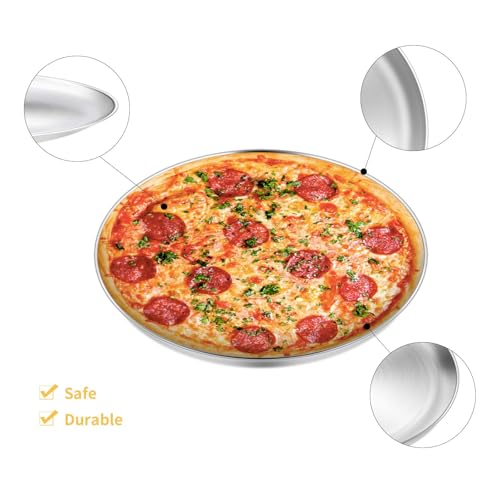 Yododo Pizza Pan, 13½ inch Stainless Steel Pizza Pan Set Large Pizza Oven Pans Tray for Baking Serving, Healthy & Heavy Duty, Dishwasher Safe & Easy Clean - 4 Piece - Image 3