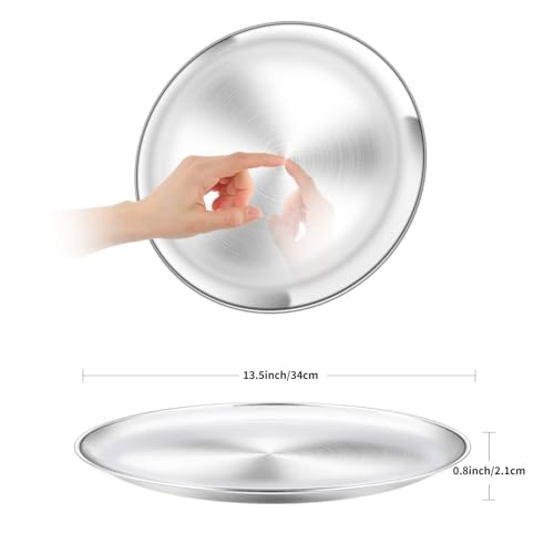 Yododo Pizza Pan, 13½ inch Stainless Steel Pizza Pan Set Large Pizza Oven Pans Tray for Baking Serving, Healthy & Heavy Duty, Dishwasher Safe & Easy Clean - 4 Piece - Image 2