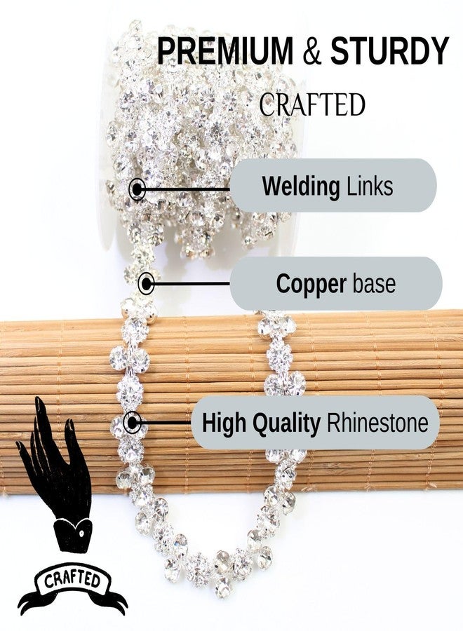 PEARLY JUN 1 Yard Crystal Rhinestone Dense Chain Rhinestone Trim Decoration for Sewing Crocodile Shoes, Clothes Mugs, for Craft Jewelry, Wedding Bouquets DIY Decoration. (ML018-silver) - Image 3