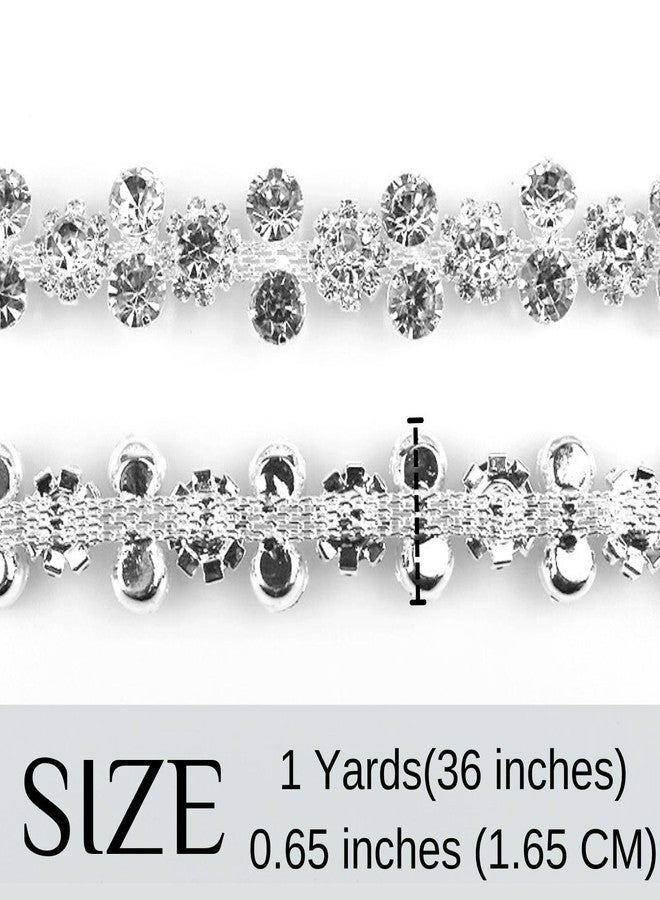 PEARLY JUN 1 Yard Crystal Rhinestone Dense Chain Rhinestone Trim Decoration for Sewing Crocodile Shoes, Clothes Mugs, for Craft Jewelry, Wedding Bouquets DIY Decoration. (ML018-silver) - Image 2