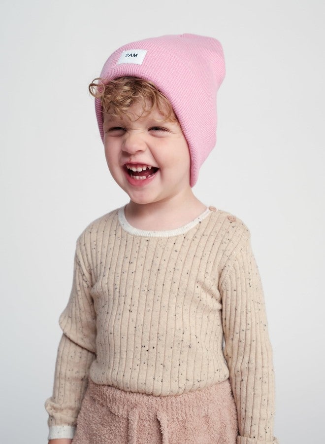 7 A.M. 7AM Enfant Baby Beanie - Unisex Kids Warm Winter Hat, Soft & Cozy Heathers Ribbed Design, for Infant & Toddlers Pink - Image 3