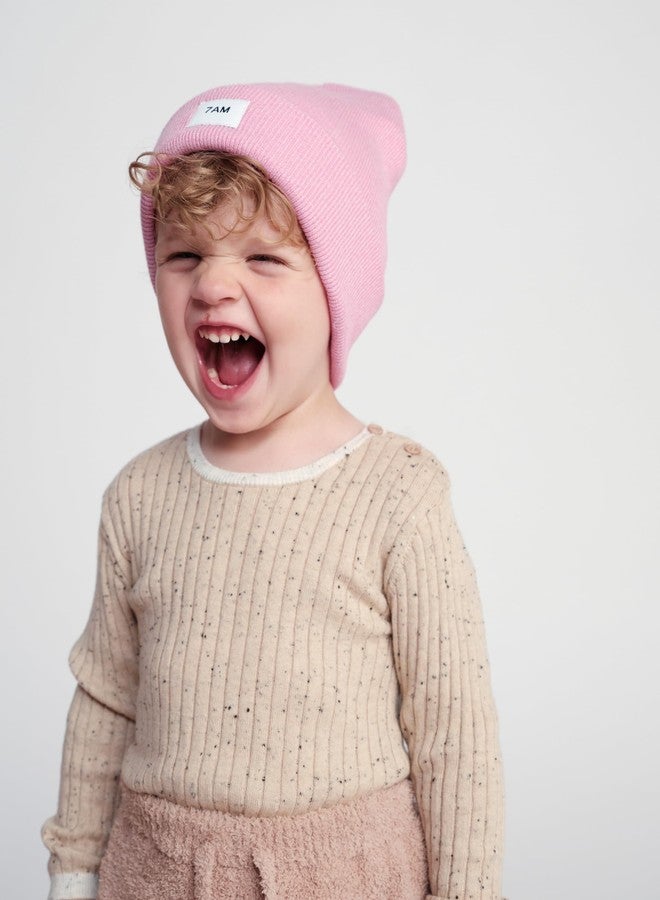7 A.M. 7AM Enfant Baby Beanie - Unisex Kids Warm Winter Hat, Soft & Cozy Heathers Ribbed Design, for Infant & Toddlers Pink - Image 4