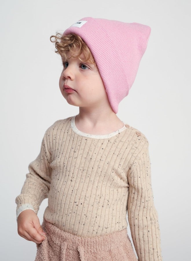 7 A.M. 7AM Enfant Baby Beanie - Unisex Kids Warm Winter Hat, Soft & Cozy Heathers Ribbed Design, for Infant & Toddlers Pink - Image 2