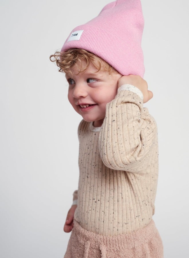 7 A.M. 7AM Enfant Baby Beanie - Unisex Kids Warm Winter Hat, Soft & Cozy Heathers Ribbed Design, for Infant & Toddlers Pink - Image 5
