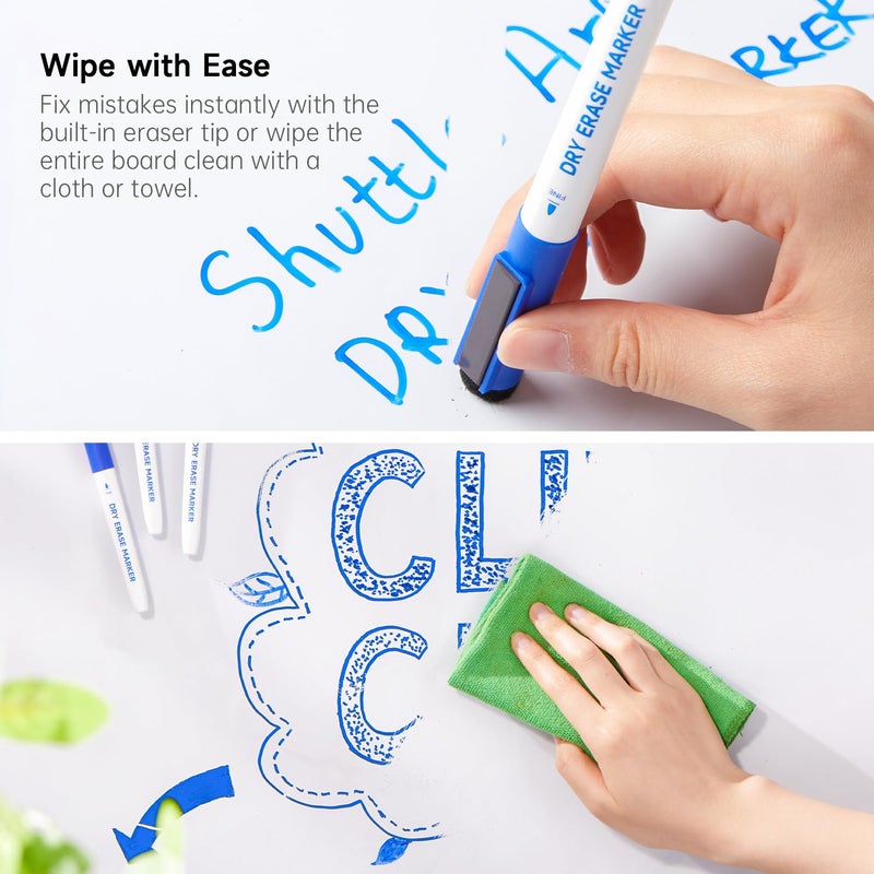 Shuttle Art Blue Dry Erase Markers, 60 Pack Magnetic Whiteboard Markers with Erase,Fine Point Dry Erase Markers Perfect For Writing on Whiteboards, Dry-Erase Boards,Mirrors for School Office Home - Image 5