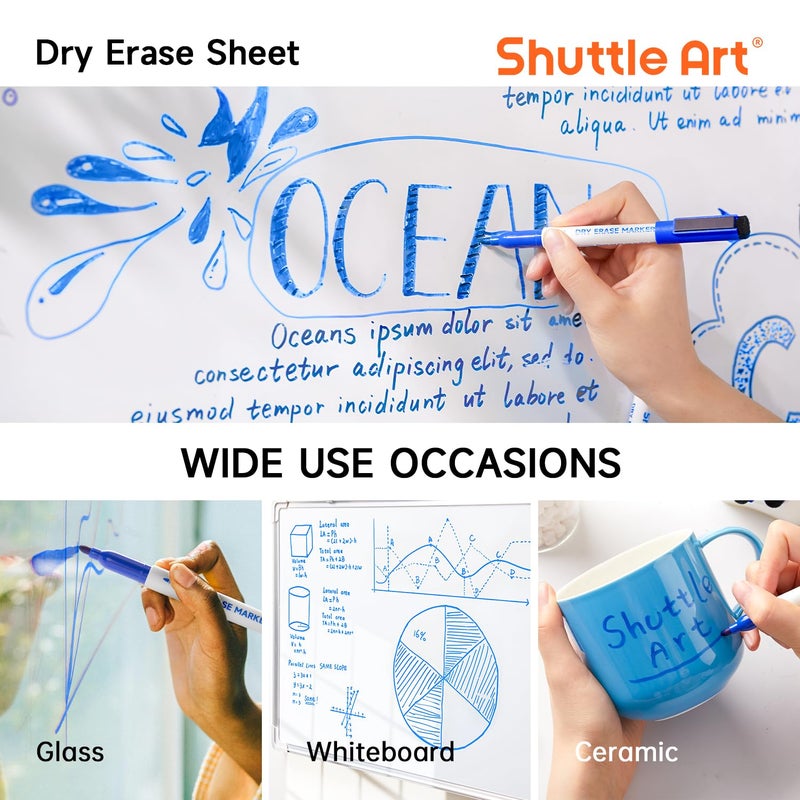 Shuttle Art Blue Dry Erase Markers, 60 Pack Magnetic Whiteboard Markers with Erase,Fine Point Dry Erase Markers Perfect For Writing on Whiteboards, Dry-Erase Boards,Mirrors for School Office Home - Image 4