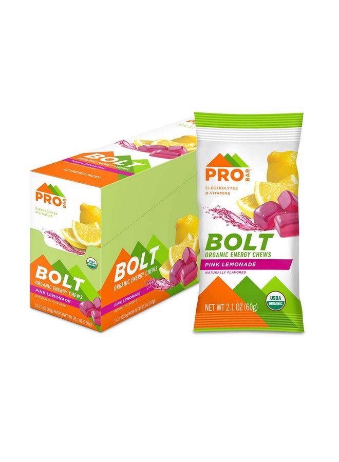 PROBAR Bolt Organic Energy Chews Pink Lemonade Nongmo Glutenfree Usda Certified Organic Healthy Natural Energy Fast Fuel Gummies With Vitamins B & C (12 Count) - Image 1