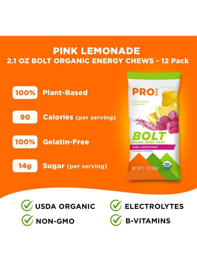 PROBAR Bolt Organic Energy Chews Pink Lemonade Nongmo Glutenfree Usda Certified Organic Healthy Natural Energy Fast Fuel Gummies With Vitamins B & C (12 Count) - Image 4