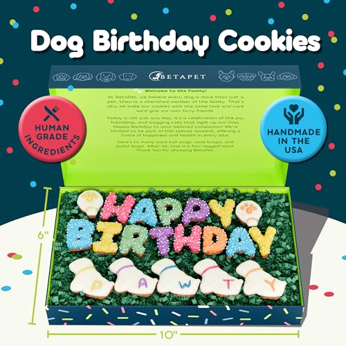 BETAPET Dog Birthday Cookies - Treats for Dogs at Any Age - Made With Human-Grade Ingredients - Happy Bday Cookies for Boy or Girl Puppy - First Bday Gift - Baked Fresh in USA - Image 3