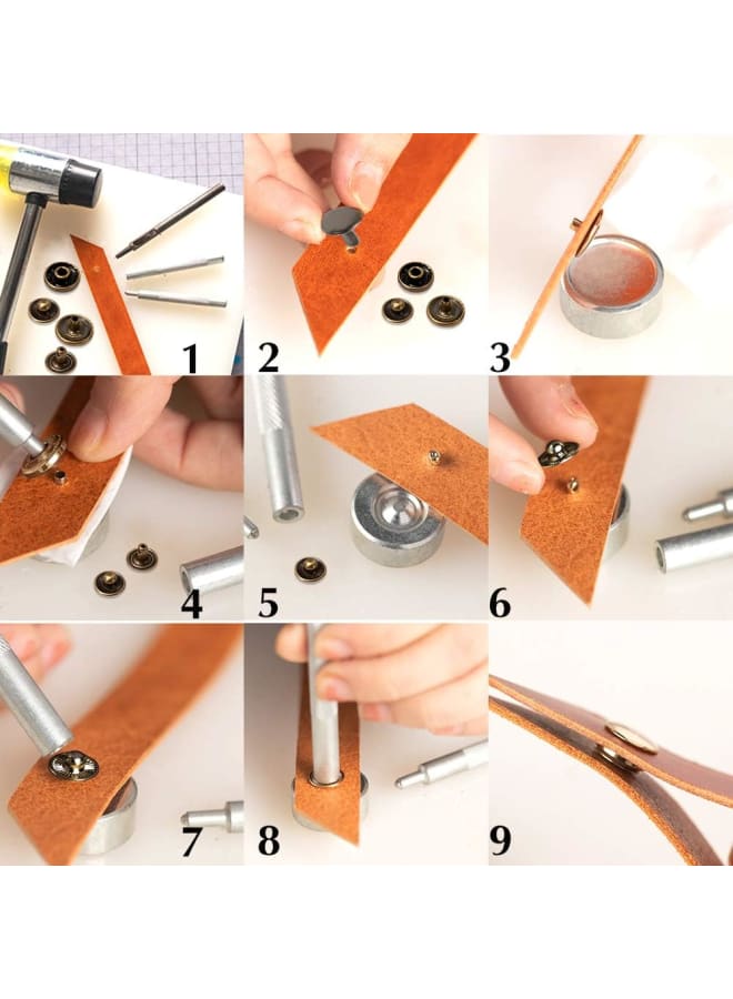 Leather Tools Kit, Leather Working Tools, Basic Leather Sewing Kit with Waxed Thread Cord, Prong Punch and Rivets Kit, Hand Sewing Needles, Leather Tools for Leather Shoes Bag Belt Repairing Stitching  - Image 5