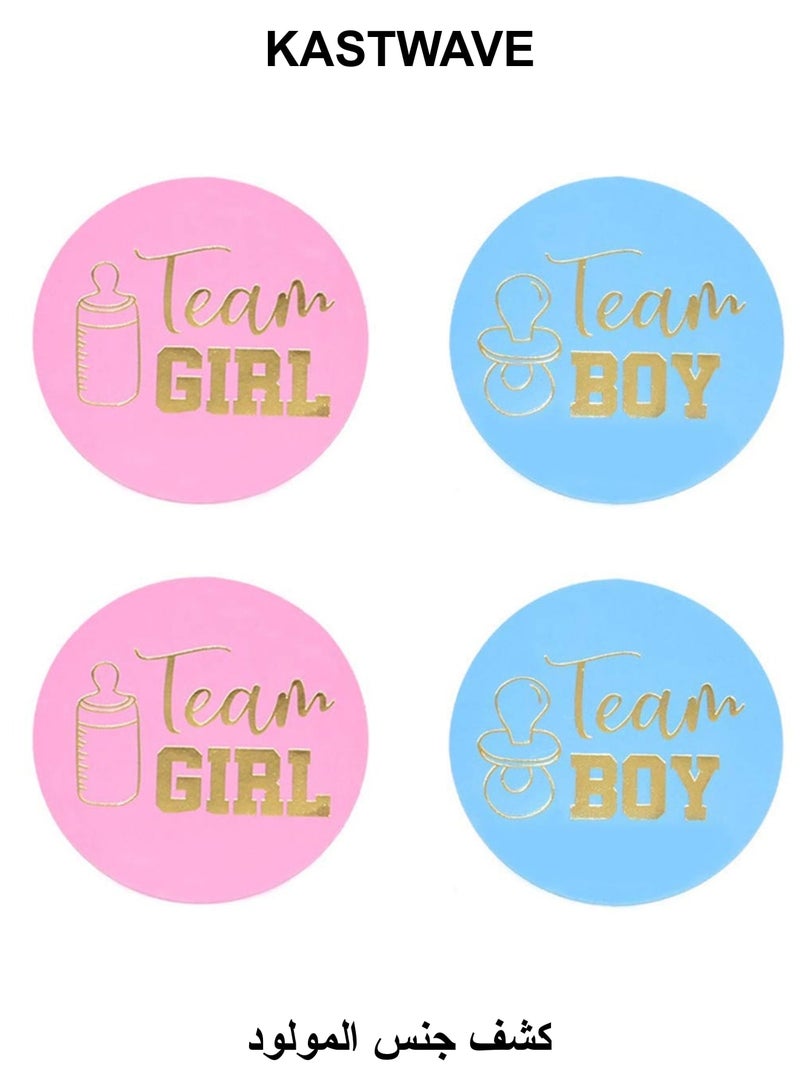 KASTWAVE Gender Reveal Stickers, 72 Pcs Baby Sticker Labels with Gold Glitter Letter Team Boy and Team Girl Stickers for Baby Shower Decorations and Gender Reveal Party Games - Image 1
