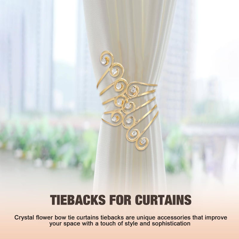 Pcmursal 2 Pack Curtain Tie Backs, Decorative Curtain Tiebacks for Home Office Decortaion (Gold) - Image 3
