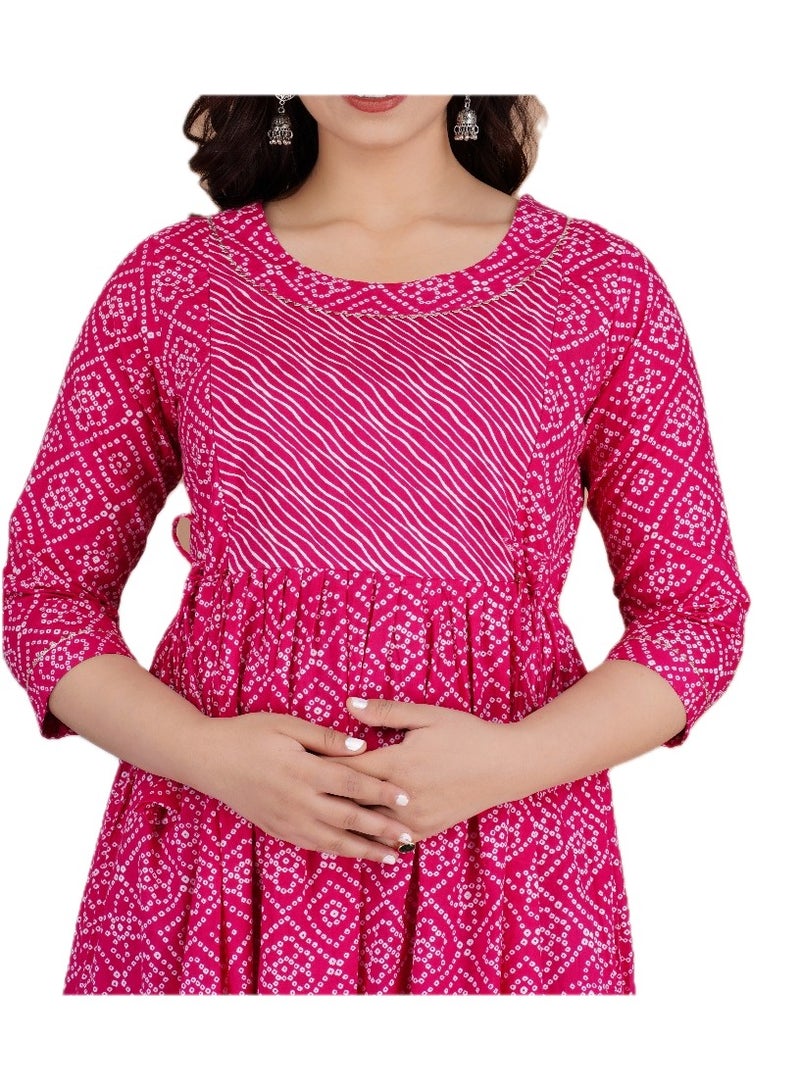 Zebees Cotton Maternity & Feeding Dress, Comfortable Fit, Concealed Zips  - Image 4