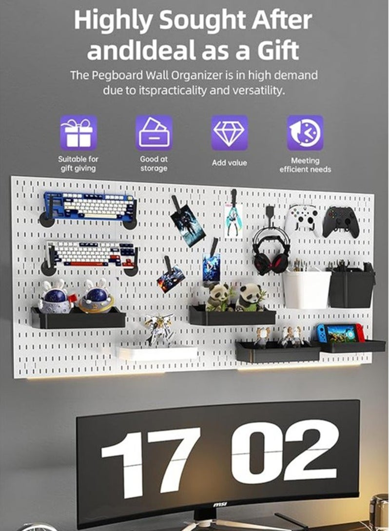 EzzySo طقم منظم الحائط بجبس بورد طقم تخزين جبس بورد معلق لتنظيم الطقم للتثبيت بدون حفر ثقوب للمكتب والمطبخ وغرفة النوم وغرفة المعيشة والشرفة باللون الأبيض - Image 4