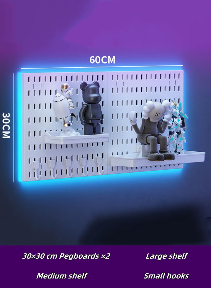 EzzySo طقم منظم الحائط بجبس بورد طقم تخزين جبس بورد معلق لتنظيم الطقم للتثبيت بدون حفر ثقوب للمكتب والمطبخ وغرفة النوم وغرفة المعيشة والشرفة باللون الأبيض - Image 1