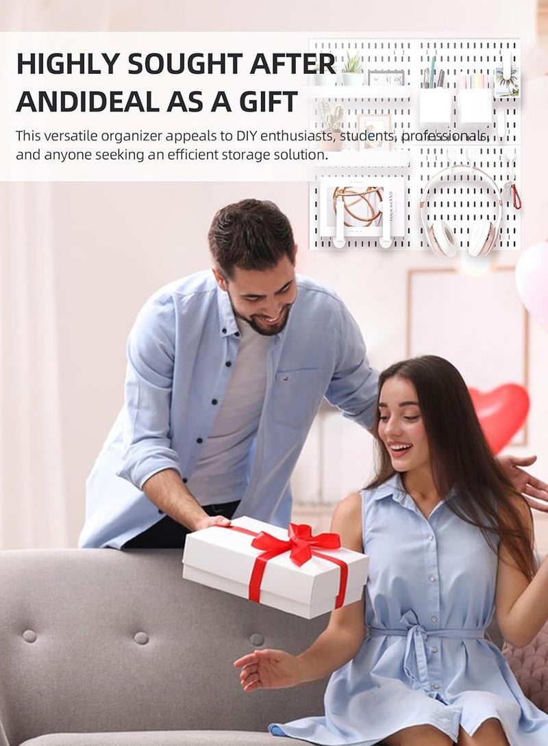 EzzySo طقم منظم الحائط بجبس بورد طقم تخزين جبس بورد معلق لتنظيم الطقم للتثبيت بدون حفر ثقوب للمكتب والمطبخ وغرفة النوم وغرفة المعيشة والشرفة باللون الأبيض - Image 5