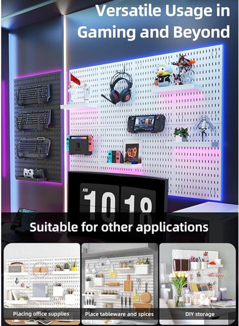 EzzySo طقم منظم الحائط بجبس بورد طقم تخزين جبس بورد معلق لتنظيم الطقم للتثبيت بدون حفر ثقوب للمكتب والمطبخ وغرفة النوم وغرفة المعيشة والشرفة باللون الأبيض - Image 2