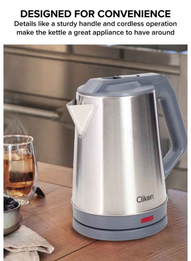 Clikon Stainless Steel Electric Kettle 2L Capacity Fast Boiling 2 L 1500 W CK5150 Silver/Black - Image 4