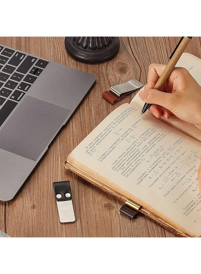 erorex 4Pcs Pu Leather Pen Loop Holders For Notebooks Journals And Clipboards Versatile Pen Sleeves With Clips For Home Office And Pocket Use Fits Most Pen Sizes. - Image 3