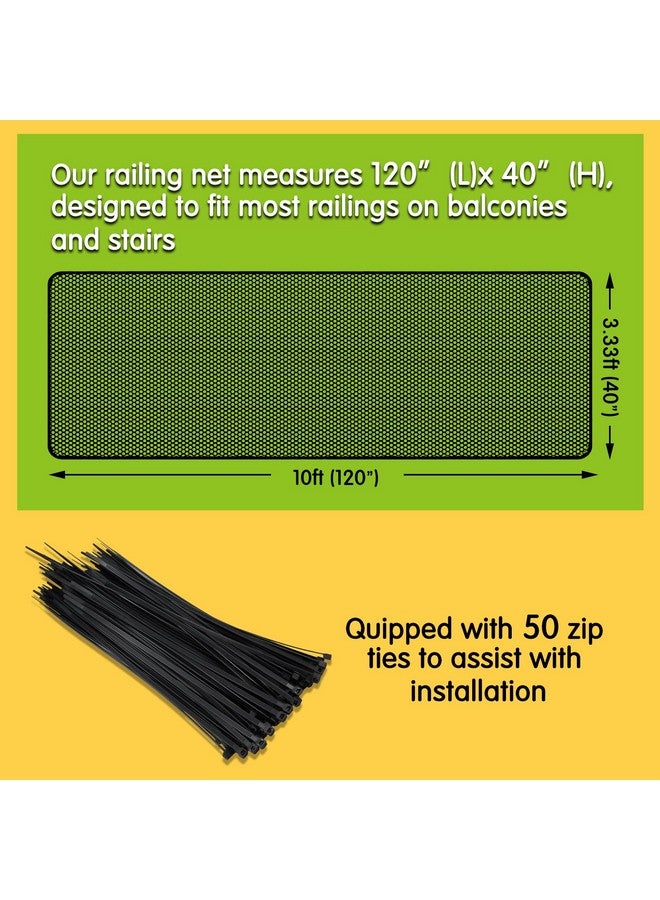Cupount Banister Guard for Baby- 10ft x 3.3ft Black Balcony Safety Netting for Pets - Stair Railing Baby Proof - Baby Gate for Stairs - Image 3