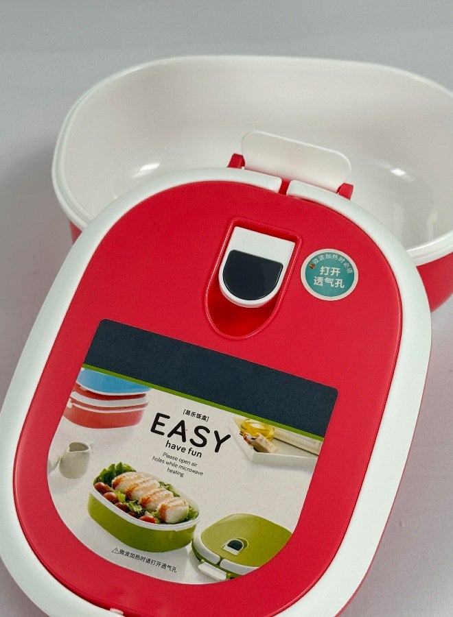 توشيونيكس صندوق غداء بحجرة واحدة ومقبض، آمن للاستخدام في الميكروويف، مانع للتسرب، خالٍ من مادة BPA، تخزين طعام مدمج للمكتب والمدرسة وصالة الألعاب الرياضية والسفر - 1.05 لتر، 20×14×7 سم - Image 3