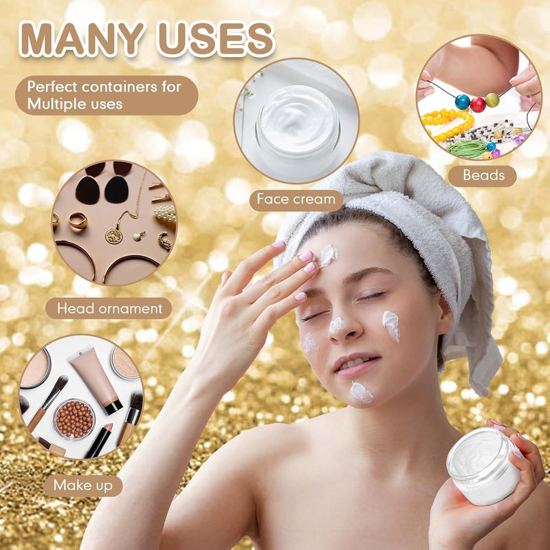 Patelai 4 Pieces Round Wide-mouth Leak Proof Plastic Container Jars with Lids for Travel Storage Makeup Beauty Products Face Creams Oils Salves Ointments DIY Making(8 Ounce,Gold) - Image 3