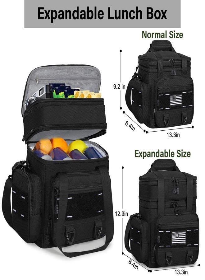 TENKIST Expandable Tactical Lunch Box, XLarge Insulated Lunch Cooler Bag Heavy Duty Leakproof Lunch Pail for Men Adults Work Office Outdoor Picnic Trips,25L,Black - Image 5