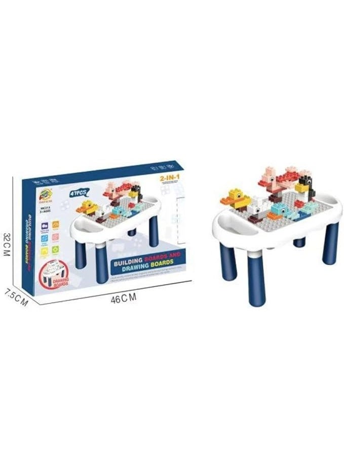 6-in-1 Kids Block Table Set, 47 Pieces Building Blocks, Educational Activity Table For Ages 3+ - Image 2
