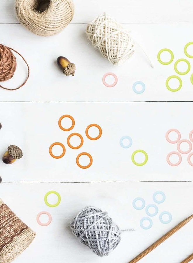 Mini Skater 300 Pcs 3 Sizes Knitting Marker Round Rings (Colored) - Image 3