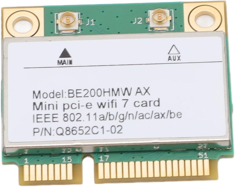بطاقة شبكة Mini PCI E 7، بطاقة شبكة 7 بسرعة 8,774 ميجابت في الثانية، 2.4 جيجاهرتز 5 جيجاهرتز 6 جيجاهرتز، BT 5.4، دعم MU-MIMO للكمبيوتر الشخصي، مع 11، نظام تشغيل Chrome (بدون هوائي) مناسب كل بيئة - Image 1