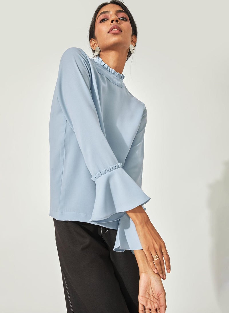 The Label Life Powder Blue Triple Back-Tie Bow Top - Image 1