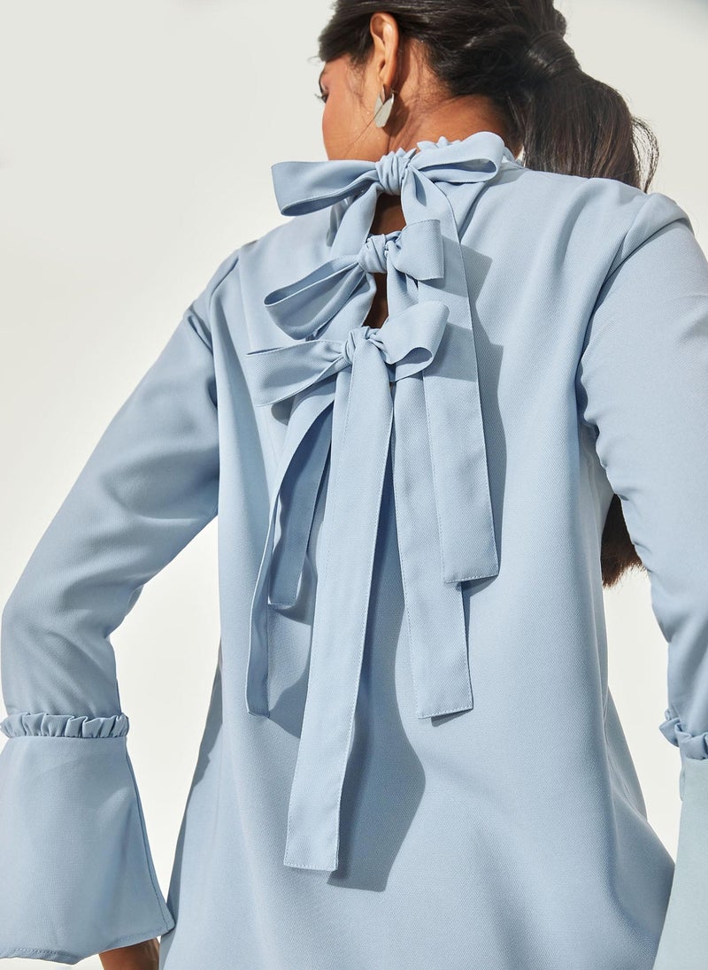 The Label Life Powder Blue Triple Back-Tie Bow Top - Image 2