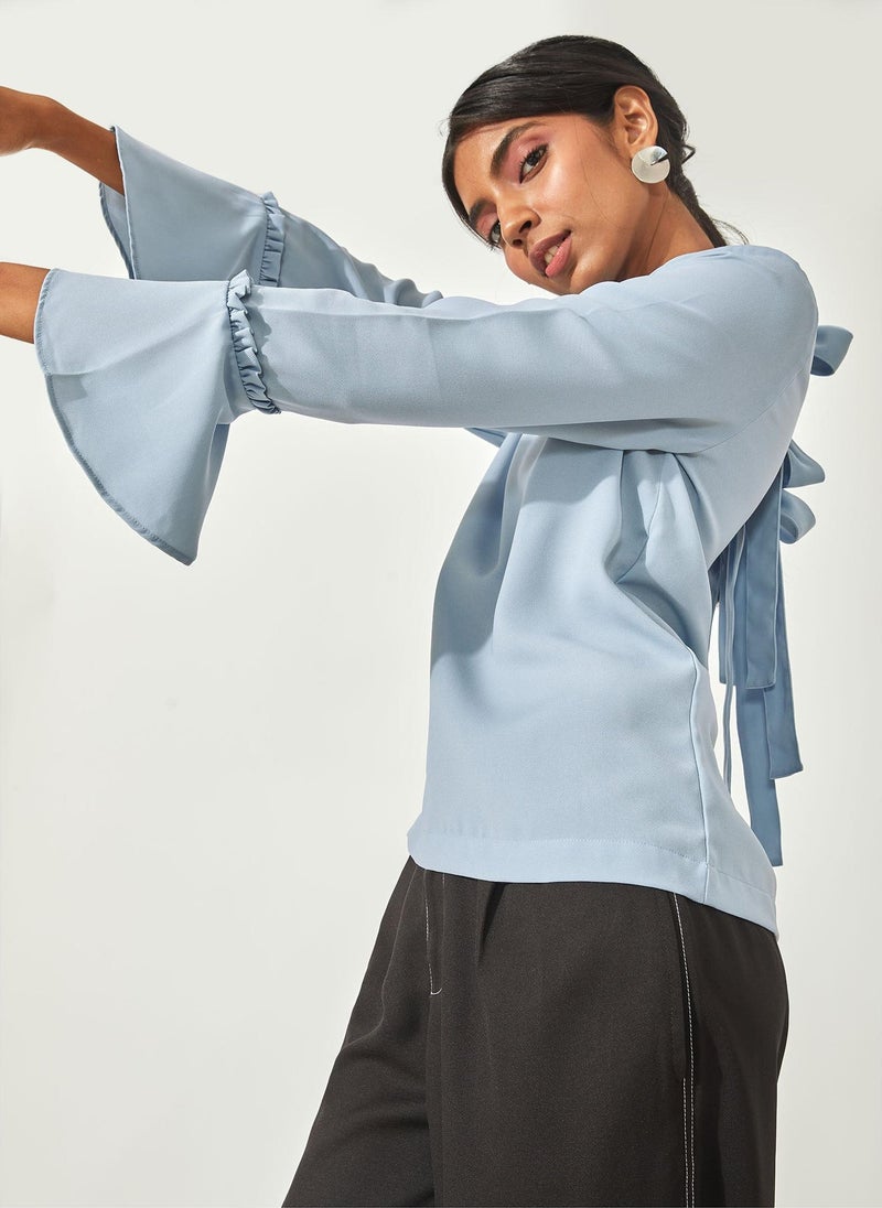 The Label Life Powder Blue Triple Back-Tie Bow Top - Image 4