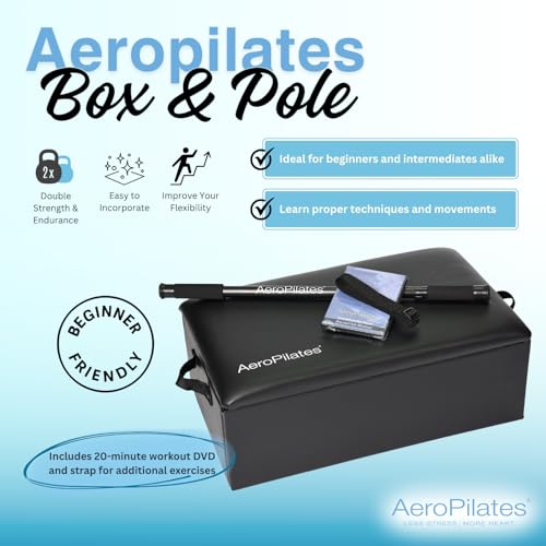 AeroPilates Box & Pole – Pilates Reformer Accessory for Strength, Balance & Flexibility – Includes Adjustable Support Pole, Strap & Instructional Workout Video – Compatible with All Pilates Reformers - Image 2