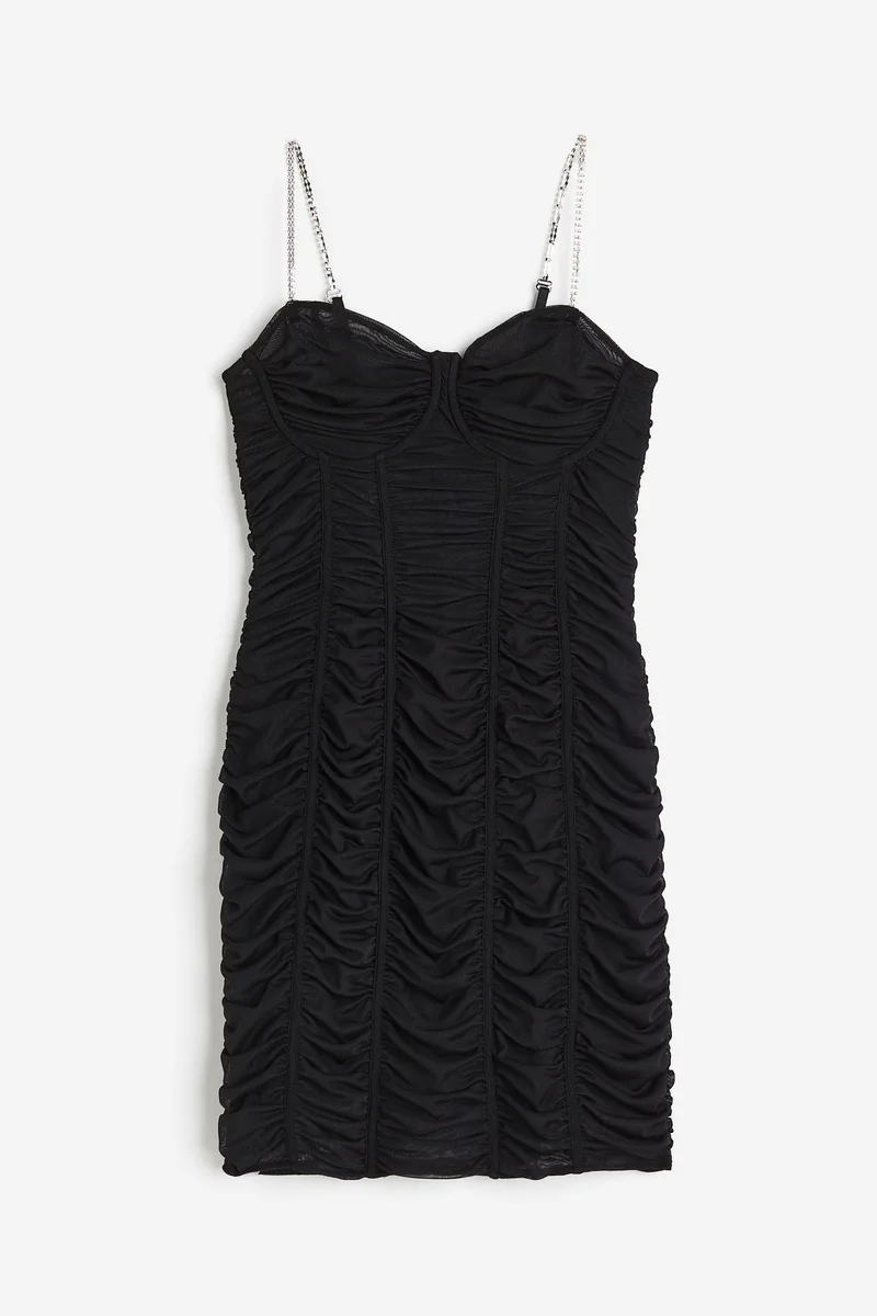 اتش اند ام فستان بوديكون بشريط مزيّن بأحجار الرايون