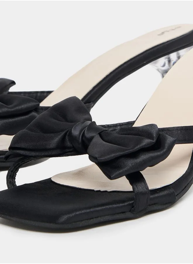 Styli Bow Design Decor Heeled Sandals