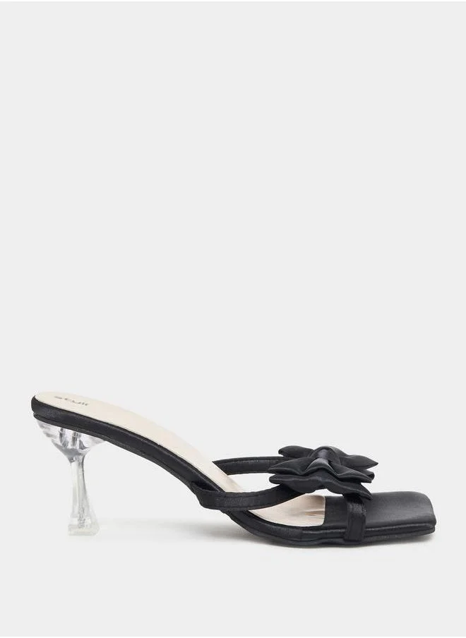 Styli Bow Design Decor Heeled Sandals