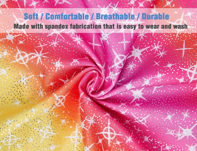 TENVDA Girls Leotards for Gymnastics Size 4t 5t Rainbow Sparkly Biketard Stretchy Classic One-Piece Tumbling Unitard - Image 5