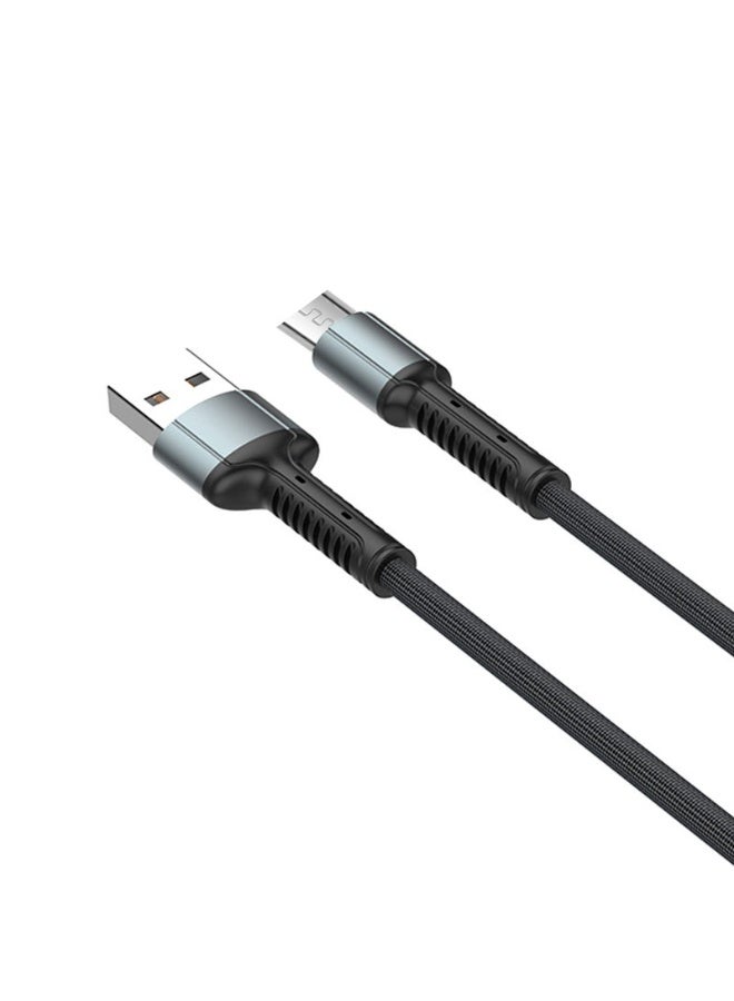 LDNIO LS63 3A Fast Charging Micro USB Cable 1M Toughness Series Denim Braided Cord Zinc Alloy Connector High-Speed Data Sync for Android Phones (Grey) - Image 4