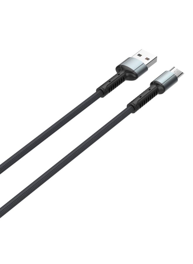 LDNIO LS63 3A Fast Charging Micro USB Cable 1M Toughness Series Denim Braided Cord Zinc Alloy Connector High-Speed Data Sync for Android Phones (Grey) - Image 2