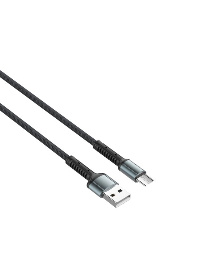 LDNIO LS63 3A Fast Charging Micro USB Cable 1M Toughness Series Denim Braided Cord Zinc Alloy Connector High-Speed Data Sync for Android Phones (Grey) - Image 5