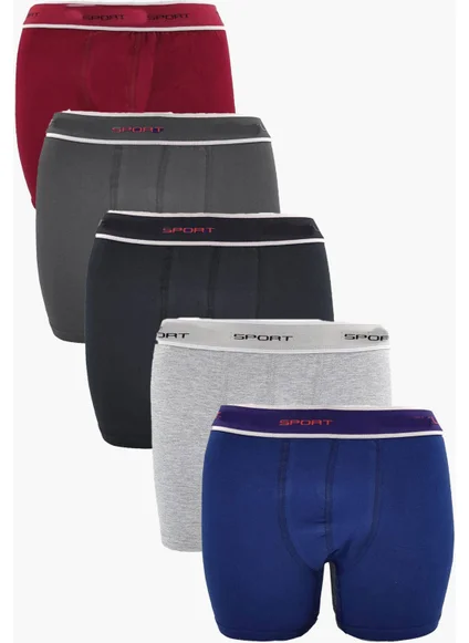 Hepsine Rakip Competing All, 5-Piece Men's Cotton Sports Boxer, Lycra, Flexible, Comfortable with Additional Mesh Piece