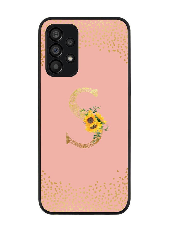 Stylizedd - Rugged Black edge case for Samsung Galaxy A23 (LTE/4G) Slim fit Soft Case Flexible Rubber Edges Anti Drop TPU Gel Thin Cover - Custom Monogram Initial Letter Floral Pattern Alphabet - S (Rose Pink ) - Image 1